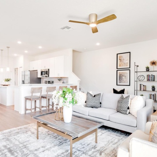 a living room with a couch and a table