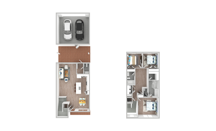 Grant - 3 bedroom floorplan layout with 2.5 bathrooms and 1638 square feet