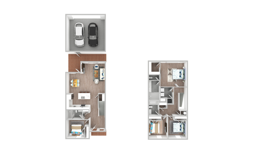 Jackson - 4 bedroom floorplan layout with 3 bathrooms and 1784 square feet