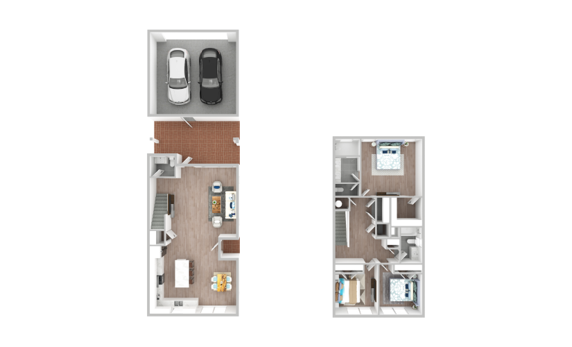Monroe - 3 bedroom floorplan layout with 2.5 bathrooms and 1732 square feet