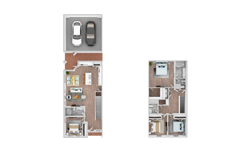 Tyler - 4 bedroom floorplan layout with 3 bathrooms and 1805 square feet