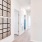 a hallway with white walls